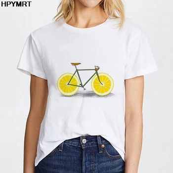 Nove majice ljeto voće bicikl tiskanih žene t-shirt kratki rukav harajuku tee casual moda t-shirt majice Ženska odjeća tees