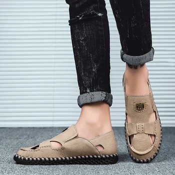 Nove muške sandale visoko kvalitetne kožne plaže sandale muške Casual cipele i visokokvalitetna godišnje prozračna Muške cipele veličine 39-48