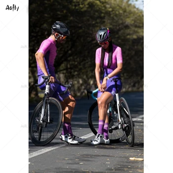 Novi 2020 Kafitt biciklizam odijela pink kocke stil par odijelo dame s kratkim rukavima biciklizam kombinezon muški šorc Triatlon Dres