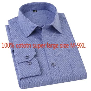 Novi dolazak moda visoka kvaliteta Proljeće pamuk muškarci s dugim rukavima pokrivač svijetlo plava formalne tanke svakodnevne majice plus veličina M LXL-8XL9XL