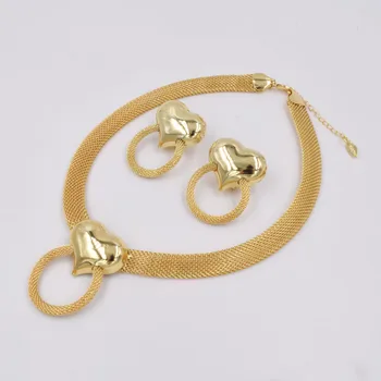 Novi visoke kvalitete Ltaly 750 zlatna boja komplet nakita za žene afrički perle jewlery moda ogrlica i naušnice nakit