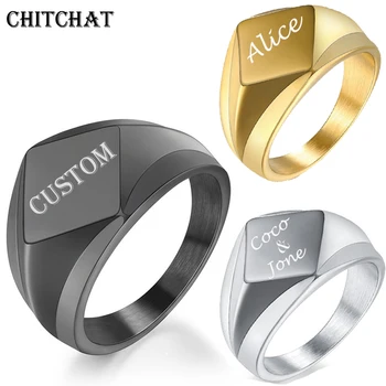 Običaj je uklesan prsten ime za muškarce u laser pismo prstenje dijamant angažman prstenovi od nehrđajućeg čelika 316L personalizirane poklone
