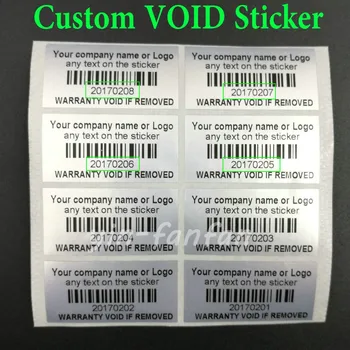 Običaj pisač 500pcs Nagovarati Proof Warranty VOID Label Stickers Serial NO. Brtve podržavaju francuski ruski španjolski i tako dalje