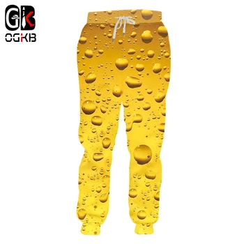 OGKB 2018 proljeće i jesen žene gospodo джоггеры hlače S-5XL 3D svježe pivo tiskani sportske hlače unisex hip-hop uske hlače ženske sportske hlače