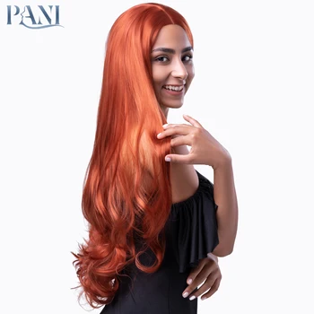 PANI Orange Wigs Women ' s Long Deep Wave Wig sintetičkih perika za žene ekstenzije od umjetne kose Lolita perika cosplay perika gladak perika