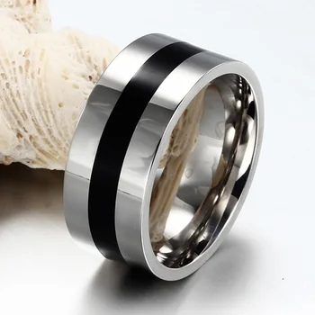 PJ Jewelery muške angažman prstenovi od nehrđajućeg čelika Crna linija veličine od 6 do 13
