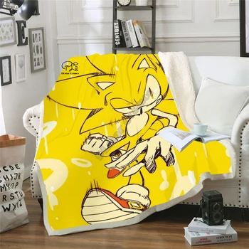 Plstar Cosmos Cartoon Anime Super Sonic Blanket 3D print Sherpa Blanket on Bed Home Textiles nevjerojatan stil-7