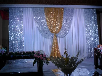 Prilagodite detalj luksuzno uređenje Zlatni vjenčani pozadina Plijen Bling Wedding ogrnuti Wedding decoration background 3*6M