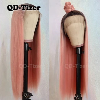 QD-Tizer #1b / Pink Ombre duge držači perika izravne Бесклеевые toplinski sintetičke čipke prednje perika
