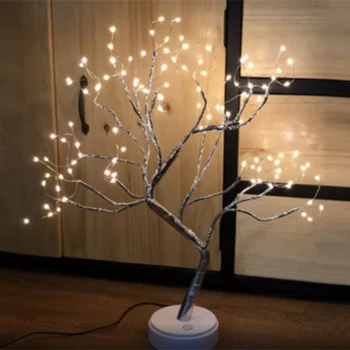 Romantični 108 LED zaslon osjetljiv na svjetlo noći mini Božićno drvce bakrena žica гирлянда Vila lampe za čitanje za djecu bar spavaća soba dekor