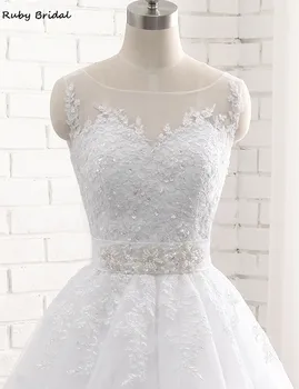 Ruby 2021 elegantan Vestido De Noiva dugu loptu haljina Svadben haljina jeftini bijelog tila aplicirano perle PW69