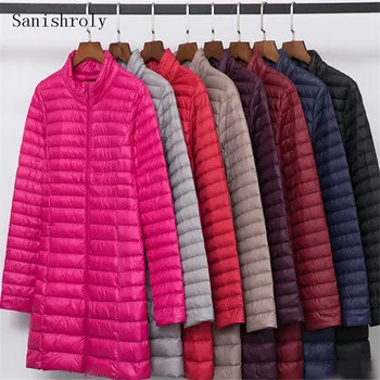 Sanishroly novi Jesen Zima žene ultra lagana bijela patka dolje kaput jakna ženska Midi duga jakna odjeća plus size 4XL SE860