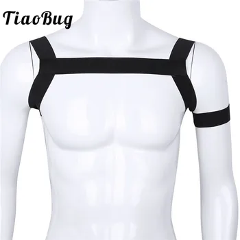 TiaoBug moda vruće elastične trake Crop Top Seksi Muscle Vezivanje Pojas Body Chest Upregnite Fancy Men BDSM Vezivanje Clubwear odijelo
