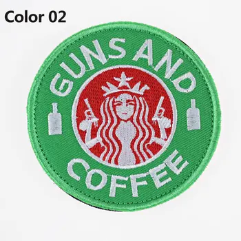 Veleprodaja 10шт vojne zakrpe pištolja i kava vezeni taktički krpa ikone trake za odjeću ruksak s kukom i petljom