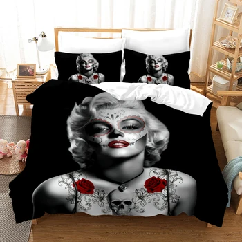 Visoku kvalitetu 3D Marilyn Monroe predložak deka pokrijte sa наволочкой komplet posteljinu crna deka set za uređenje spavaće sobe