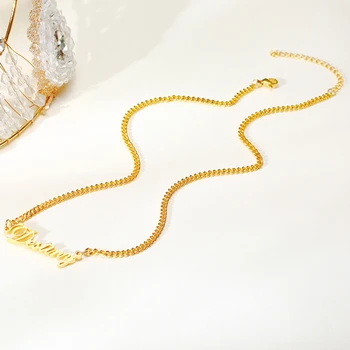 Vnox personalizirane običaj imena privjesak ogrlice za žene i muškarce zlatnu boju i kubanske u krugu od nehrđajućeg čelika ručni rad darove nakit