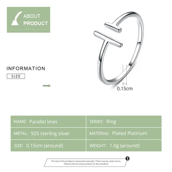 WOSTU pravi 925 sterling srebra vjenčano prstenje paralelne linije podesivi prsten za žene moda originalni nakit DXR555