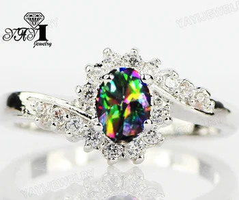 YaYI modni nakit Princess cut 3.6 CT Cirkon boja srebrna boja vjenčano prstenje, vjenčano prstenje stranke prsten 11 boja