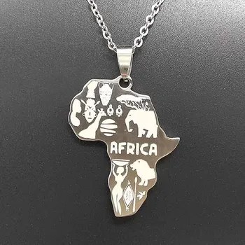 YEYULIN zlato srebro boja Afrika kartica privjesak lanca ogrlice afričke kartice nakit za žene i muškarce