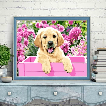 YI Bright DIY Painting Dog Flower Drawing On Canvas HandPainted Poklon DIY Pictures Painting By Number Mačka Animal Kits Home Decor