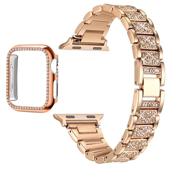 Za Apple Watch Band Series 6 5 4 3 2 1 Women Lady Diamond Band remen za iWatch 6 44mm 40 mm 42 mm 38mm Narukvica od nehrđajućeg čelika
