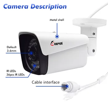 Čuvar H. 265 POE 2MP IP Camera Outdoor Waterproof CCTV HD 1080P Network Bullet Camera 3.6 mm Wide Objektiv P2P Onvif