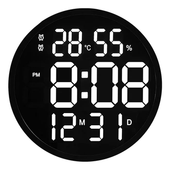 12Inch Led Mute Digital Temperature&Humidity Clock,elektronski sat za uređenje dnevnog boravka