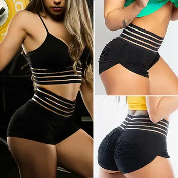 2019 nove ženske prošiveni prozračna kratke hlače za joge s visokim strukom hip push up grudnjak Booty Sport Gym Fitness Hot Shorts Dropshipping