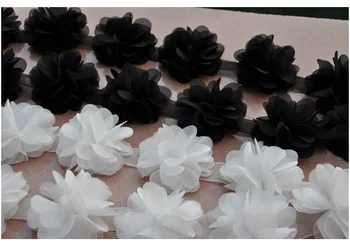 24 kom./lot DIY crno bijeli šifon krpa cvijet cvjetne čipke tkanina vjenčanje odijevanje stereo cipele cvjetne čipke završiti pribor