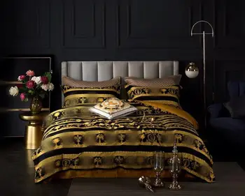 42 IvaRose luksuzni komplet posteljinu 4 komada crnog zlata krevetu kit deka skup jastučnicu King i Queen size
