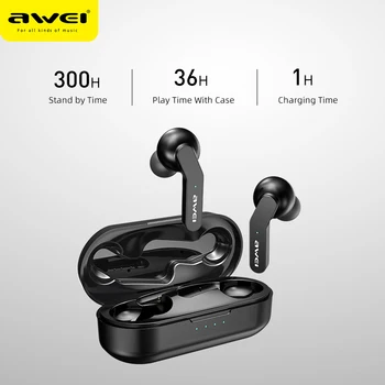 AWEI True Wireless Stereo Slušalice Touch-Control Bluetooth 5.0 Super Bass HiFi Handsfree vodootporne slušalice s dvostrukim mikrofonom