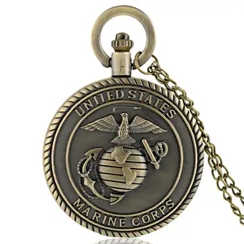 Berba brončane mens Mornarica SAD-marinski Korpus džepni satovi su najbolji darovi za muškarce, dječake klasicni vojni osoba unisex poklona