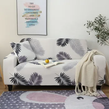 Bijeli se lišće tiskano presvlaku za kauč All-inclusive presvlaku za kauč Stretch Tight Prelomi Slipcover stolica Loveseat 1/2/3/4-Seat 1pc