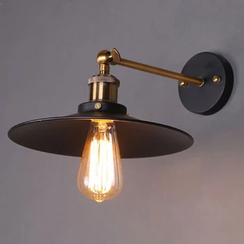 Klasicni industrijski zidne lampe potkrovlje starinski crni iron zidna lampa лестничный lampa za kućnog benda vanjsku rasvjetu 110V 220V