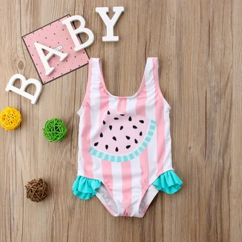 Ljeto je divno draga novorođenče beba Baby Girls bikini kupaći kostimi bez rukava prugasta lubenica ispis ružičasti kupaći kostim odijelo 0-3Y