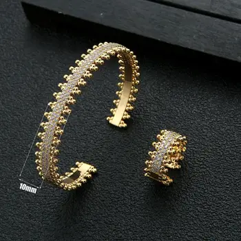 Luksuzni 2 komada Dubai narukvica prsten modni nakit kompleti za žene vjenčanje помолвка brincos para as mulheres HXB005