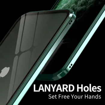 Magnet metalni torbica za iPhone 11 Pro Max Full Protect Anti-Spy Privacy prednji + stražnji stakleni poklopac za iPhone 11Pro SE 2020 Coque