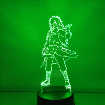 Naruto Madara Uchiha Anime Figures 3D LED Color Changing Action Figma Igračke Shippuden Madara Night Lights model naplativa lutka