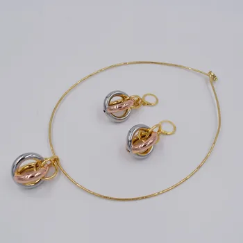 Novi stil visoke kvalitete Ltaly 750 zlatna boja komplet nakita za žene afričke perle jewlery moda ogrlica set naušnice nakit