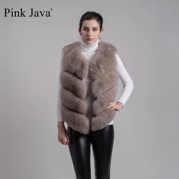 Pink java QC8005  natural real fox fur vest gilet for girls women winter fur coat
