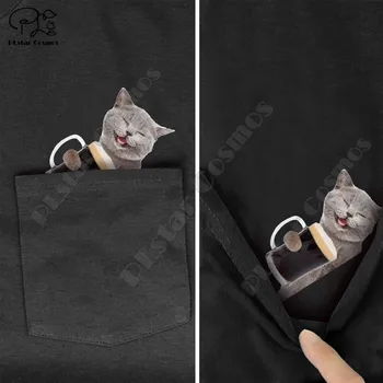 PLstar svemir Mike ljeto džep Božić vino mačka tiskane majice muškarci žene majice majice smiješno pamuk crna tees stil-17
