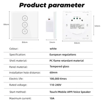 SMATRUL Tuya Touch Wifi stropni ventilator prekidač EZ Smart Life Timer Remote Wall Speed Glass APP Control rad s Alexa Google Home