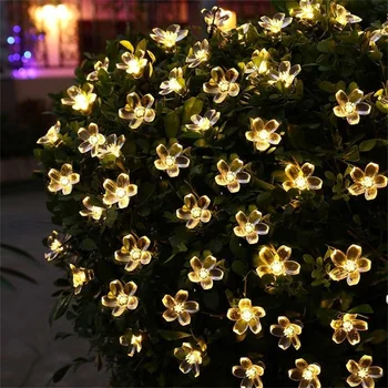 Solarni niz led svjetla 7M 50Led cvijet breskve Solarna lampa vodootporni vanjski ukras za Fariy božićne vijence dvorište Ligh